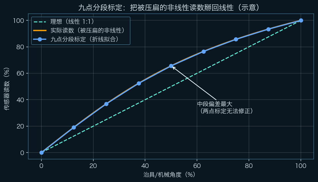 九点分段标定示意